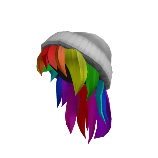 White Beanie with Rainbow Hair